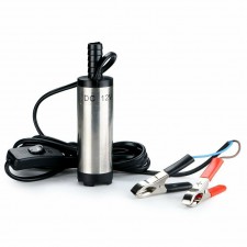  POMPA TRAVASO ACCIAIO INOX OLIO GASOLIO AUTO DIESEL MISCELA LIQUIDI 12V 