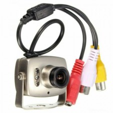 MINI MICRO TELECAMERA CAMERA A COLORI 6 LED IR RCA AUDIO VIDEO MICROFONO STAFFA 