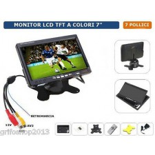 MONITOR LCD TFT 7" POLLICI CON TELECOMANDO DOPPIO INGRESSO VIDEO RETROMARCIA AV
