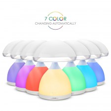 LUMINO LAMPADA FUNGO LED CROMOTERAPIA TAVOLO COMODINO 7 COLORI RICARICABILE