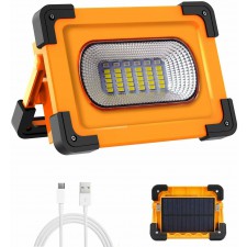 FARO FARETTO DA LAVORO LUCE A LED PORTATILE RICARICABILE PANNELLO SOLARE 30W 