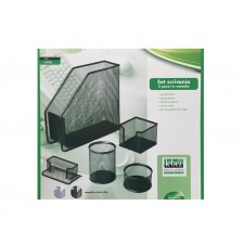 SET UFFICIO SCRIVANIA 5 PEZZI LEBEZ IN RETE DI METALLO SILVER 1430