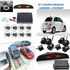 KIT 8 SENSORI DI PARCHEGGIO CON MINI DISPLAY LED CON SUONO CANALI AUTO WISDOM