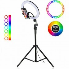  LAMPADA ANELLO LUMINOSO LED TIK TOK LUCE RGB 26 CM RING LIGHT PER SELFIE TIKTOK 
