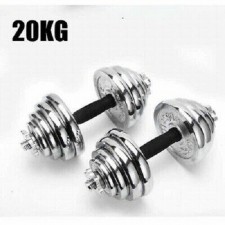 SET 2 MANUBRI E DISCHI KIT 20 KG PESI BILANCIERE 10 KG A MANUBRIO ACCIAIO 