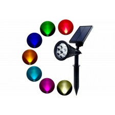 PICCHETTO FARETTO LED SOLARE 7W RGB DA GIARDINO FARO LUCE LED MULTICOLOR 