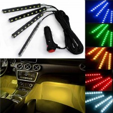4 pz striscia decorativa per interno auto 36 led rgb luce 7 colori multicolore 