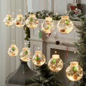  LUCI DI NATALE SFERE BABBO NATALE TENDA NATALIZIA LUMINOSA LED 3MT 10 PALLE 