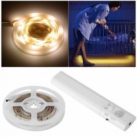 LED STRIP WIRELESS BATTERIA LUCE STRISCIA 1M PIR SENSORE MOVIMENTO ARMADIO LETTO