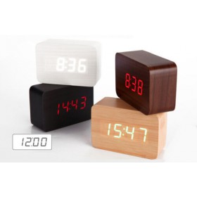 SVEGLIA OROLOGIO DIGITALE RETTANGOLARE LEGNO DISPLAY LED VERDE/ROSSO