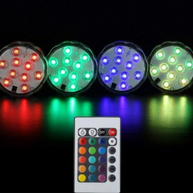 2 FARETTI LAMPADA 10 LED MULTICOLOR SUBAQUEA A BATTERIA PISCINA ACQUARIO IP 65 