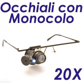 Occhiali con lente d'ingrandimento 20x