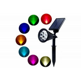 PICCHETTO FARETTO LED SOLARE 7W RGB DA GIARDINO FARO LUCE LED MULTICOLOR 