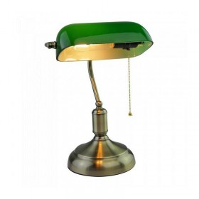 LAMPADA LED DA TAVOLO VINTAGE IN METALLO CON PORTA LAMPADA IN VETRO COLORE VERDE